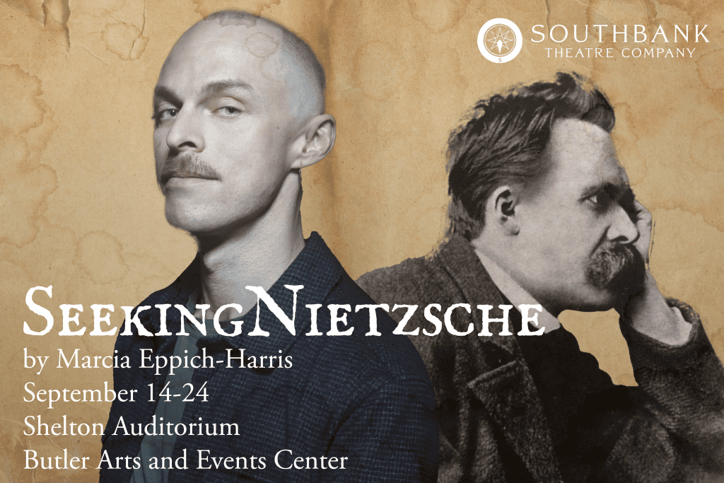 Shows Lukas Schooler who plays Friedrich Nietzsche (also pictured) in Seeking Nietzsche by Marcia Eppich-Harris.